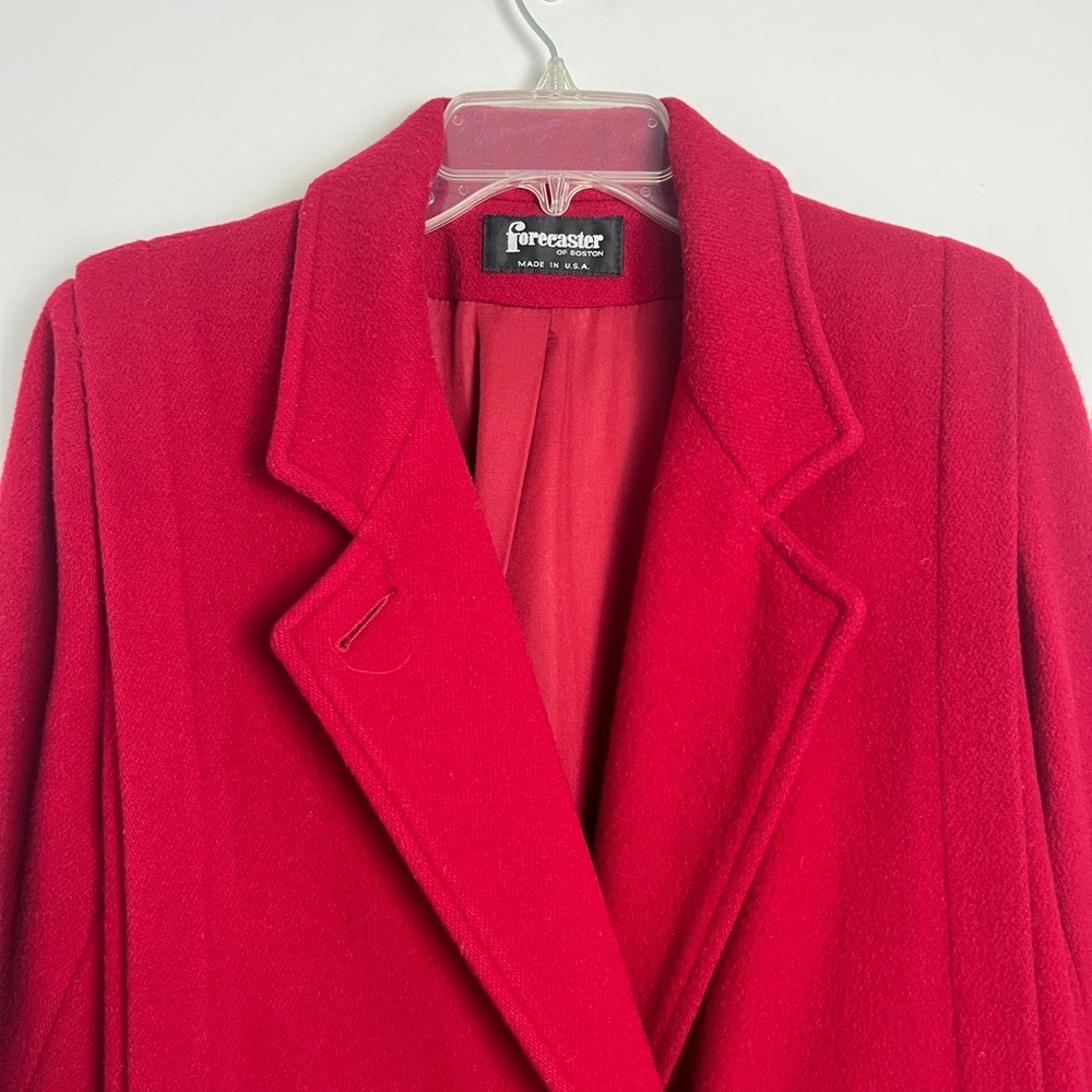Vintage Forecaster Of Boston Red Wool Blend Double Breasted Mid Length Coat 9/10 - Picture 3 of 8
